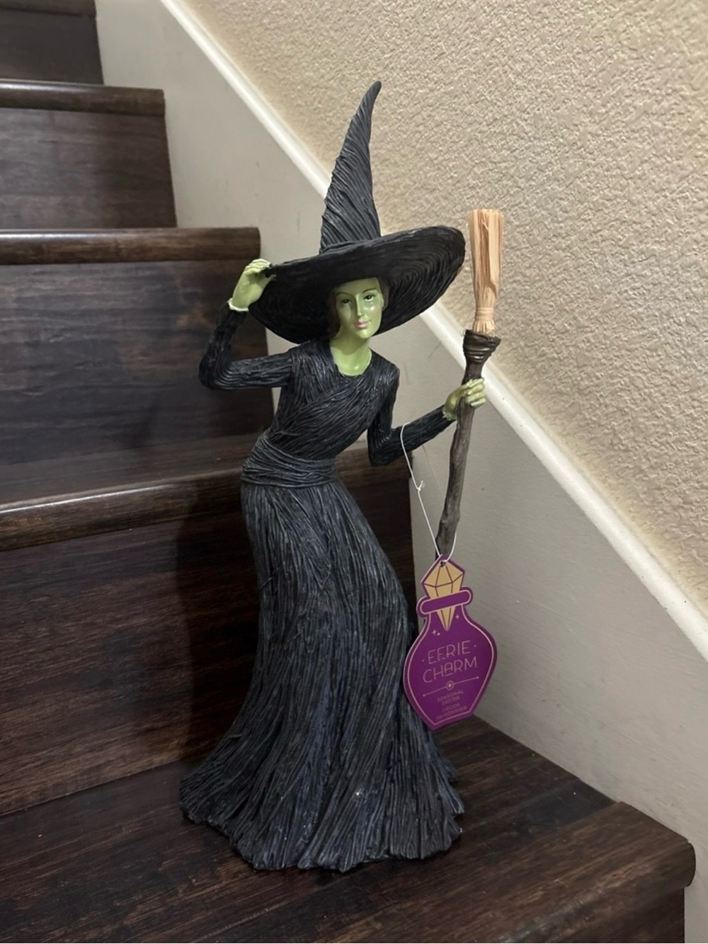 Green Witch Figurine - Black Dress